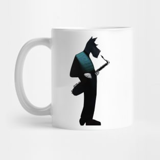 Blue Scottish Terrier Saxophonist Mug